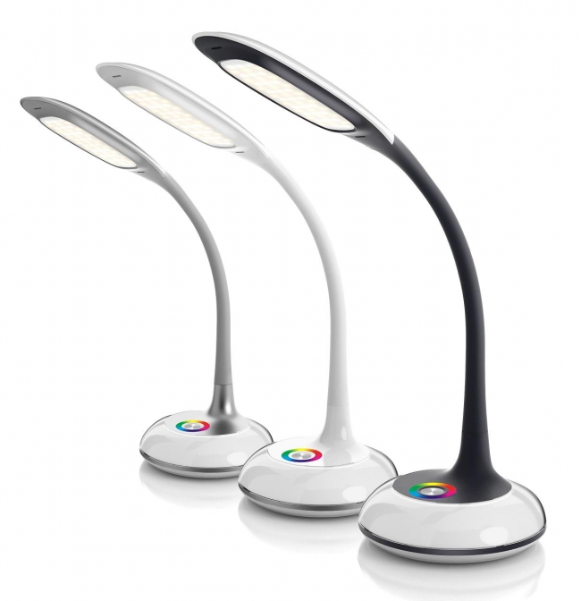 Swan 5W LED Table Lamp in White, Flexible and Dimmable LED Desk Light