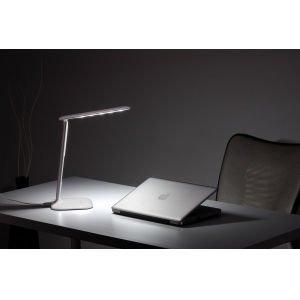 LED table lamp with alarm clock, LED desk lamp with clock display, Folding Dimmable LED Desk/Office/Table Lamp,3-Mode, 5-Level Dimmer, Touch-Sensitive Control Panel - Piano White