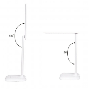 LED table lamp with alarm clock, LED desk lamp with clock display, Folding Dimmable LED Desk/Office/Table Lamp,3-Mode, 5-Level Dimmer, Touch-Sensitive Control Panel - Piano White
